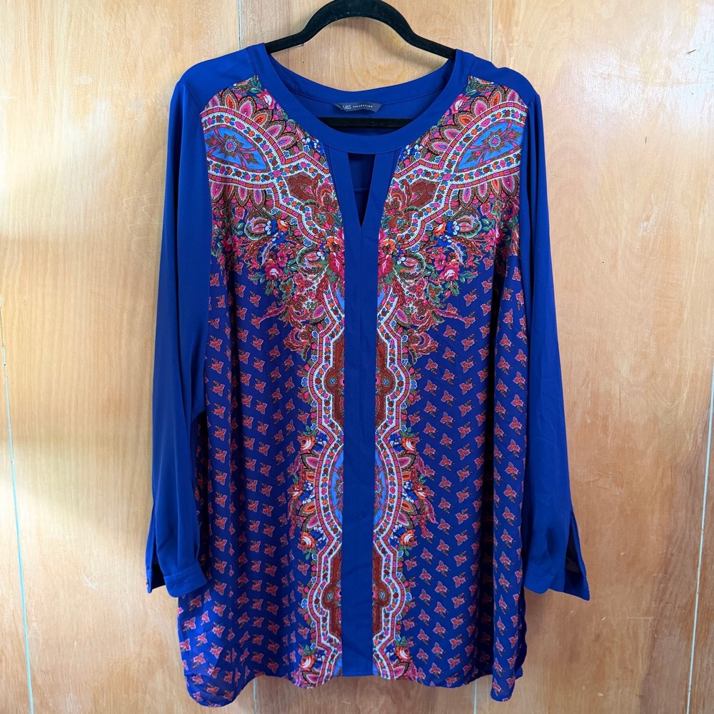 M&S Collection Blue Paisley‎ Floral Tunic Blouse UK 22 US 18 T43/08385